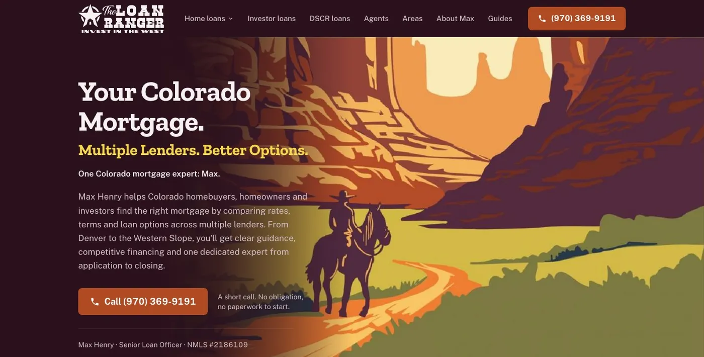Sitio de The Loan Ranger después del rediseño